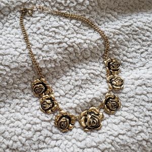 Gold Rose Statement Necklace